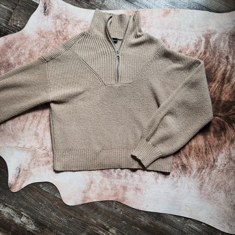 Tan Half-Zip Sweater